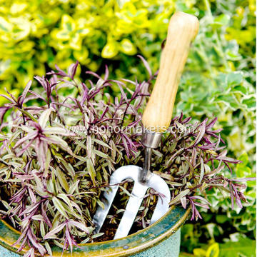 Garden Rake Cultivator Tiller Grade Steel with Ergonomic Wooden Handle